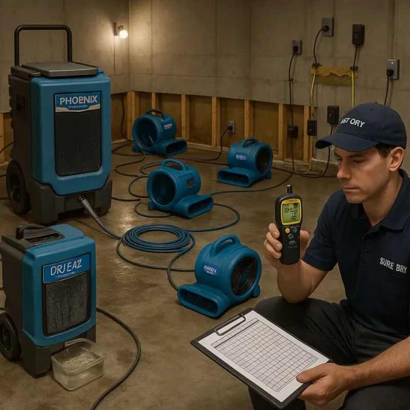 Structural Drying and Dehumidification process in North Auburn, CA